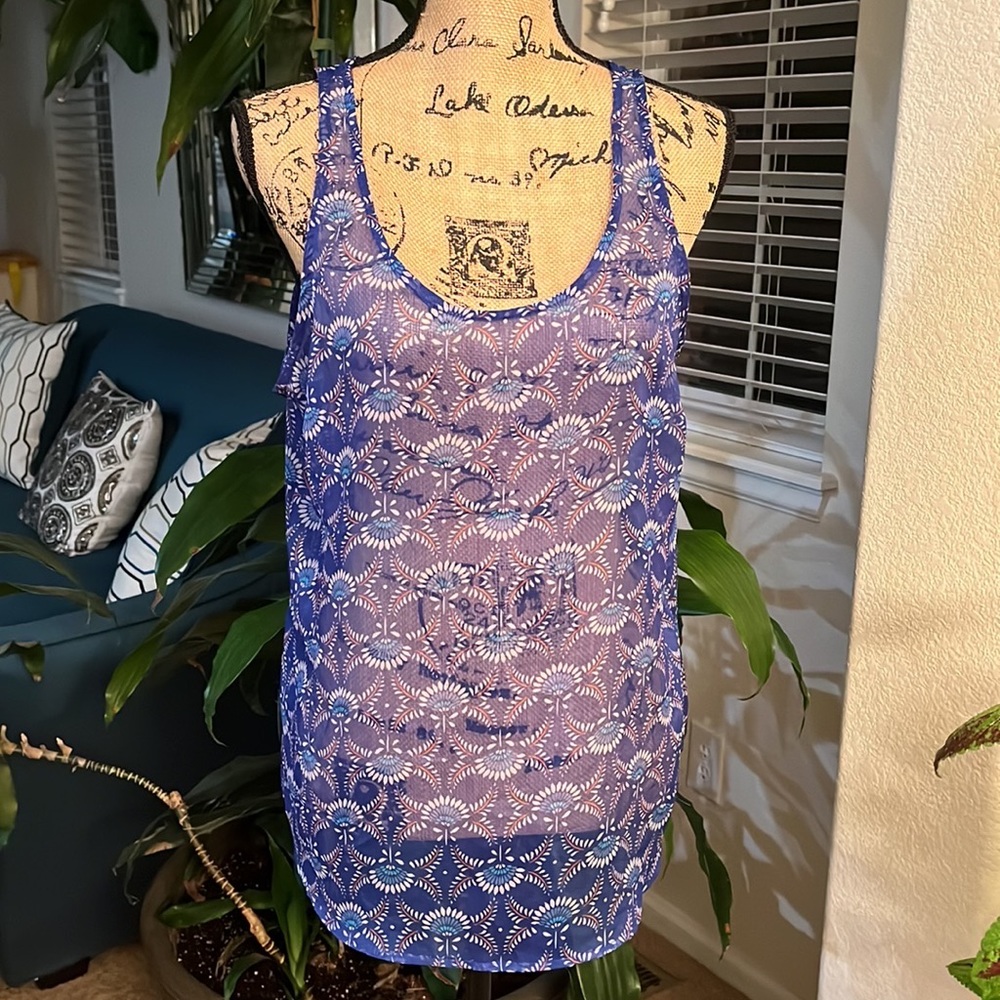 Old Navy Women's Sheer Blue Tank - Tank, cami| Size: L Excellent Condition